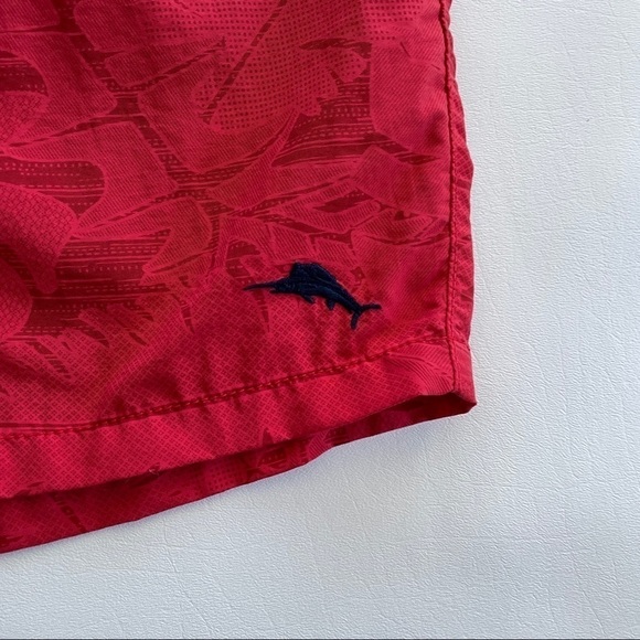 Tommy Bahama Naples 6” Swim Trunks Red Palm Leaf Print XXL - Picture 2 of 8